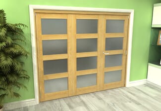 Frosted Glazed Oak 3 Door 4L Roomfold Grande (2 + 1 x 762mm Doors)