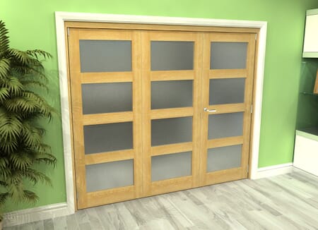 Frosted Glazed Oak 3 Door 4L Roomfold Grande (2 + 1 x 762mm Doors)