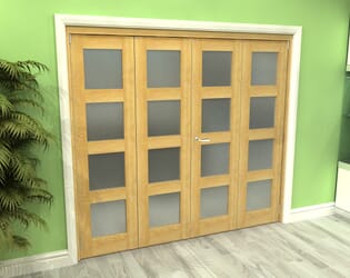 Frosted Glazed Oak 4 Door 4L Roomfold Grande (2 + 2 x 533mm Doors)