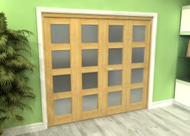 Frosted Glazed Oak 4 Door 4l Roomfold Grande 2400mm (8ft) 2 + 2 Set Image