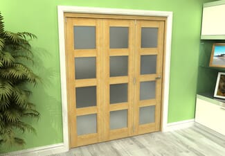 Frosted Glazed Oak 3 Door 4L Roomfold Grande 1800mm (6ft) 3 + 0 Set