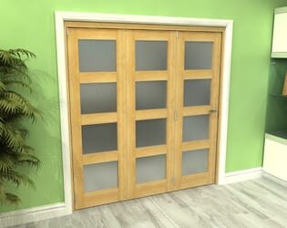 Frosted Glazed Oak 3 Door 4L Roomfold Grande (3 + 0 x 610mm Doors)