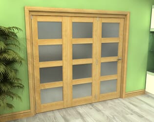 Frosted Glazed Oak 3 Door 4L Roomfold Grande (3 + 0 x 686mm Doors)