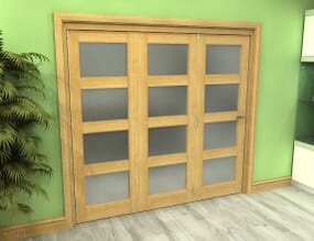 2133x2060x133mm Oak 4L Frosted Roomfold Grande (3+0)