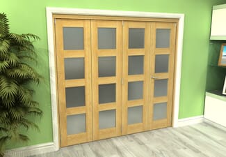Frosted Glazed Oak 4 Door 4L Roomfold Grande (3 + 1 x 533mm Doors)