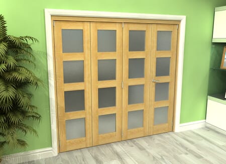 Frosted Glazed Oak 4 Door 4L Roomfold Grande (3 + 1 x 533mm Doors)