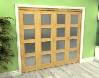 Frosted Glazed Oak 4 Door 4L Roomfold Grande 2400mm (8ft) 3 + 1 Set