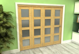 Frosted Glazed Oak 4 Door 4L Roomfold Grande (4 + 0 x 533mm Doors)