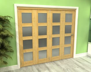 Frosted Glazed Oak 4 Door 4L Roomfold Grande 2400mm (8ft) 4 + 0 Set
