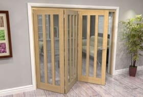 Oak Aston Glazed 3 Door Roomfold Grande (2 + 1 X 610mm Doors) Image