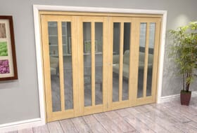 Oak Aston Glazed 4 Door Roomfold Grande (2 + 2 X 762mm Doors) Image