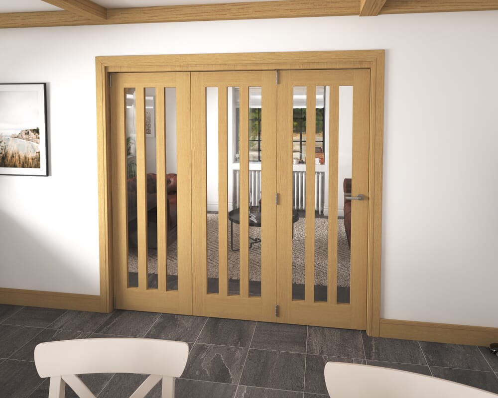 2133x2060x133mm Aston Oak Roomfold Grande (3+0)