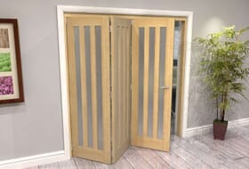 Oak Aston Frosted Glazed 3 Door Roomfold Grande (2 + 1 X 762mm Doors) Image