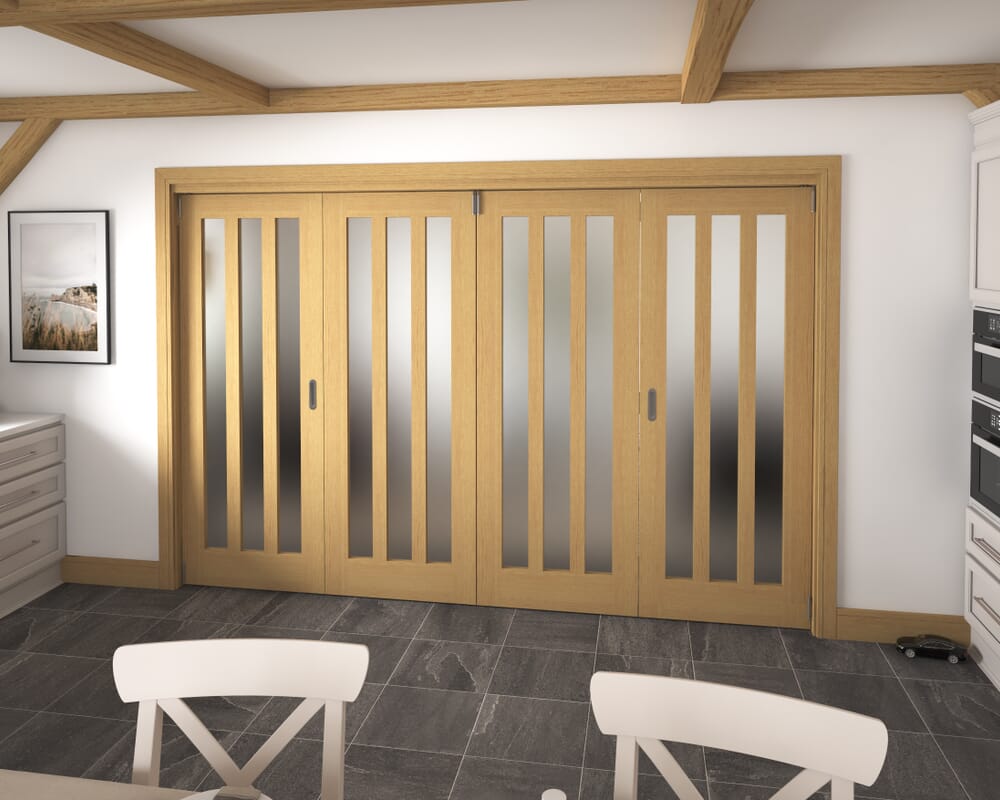 3136x2060x133mm Aston Oak Frosted Roomfold Grande (2+2)