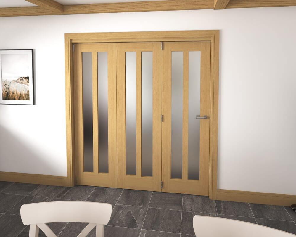 1905x2060x133mm Aston Oak Frosted Roomfold Grande (3+0)