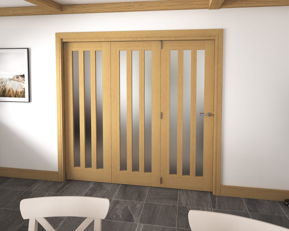 2133x2060x133mm Aston Oak Frosted Roomfold Grande (3+0)