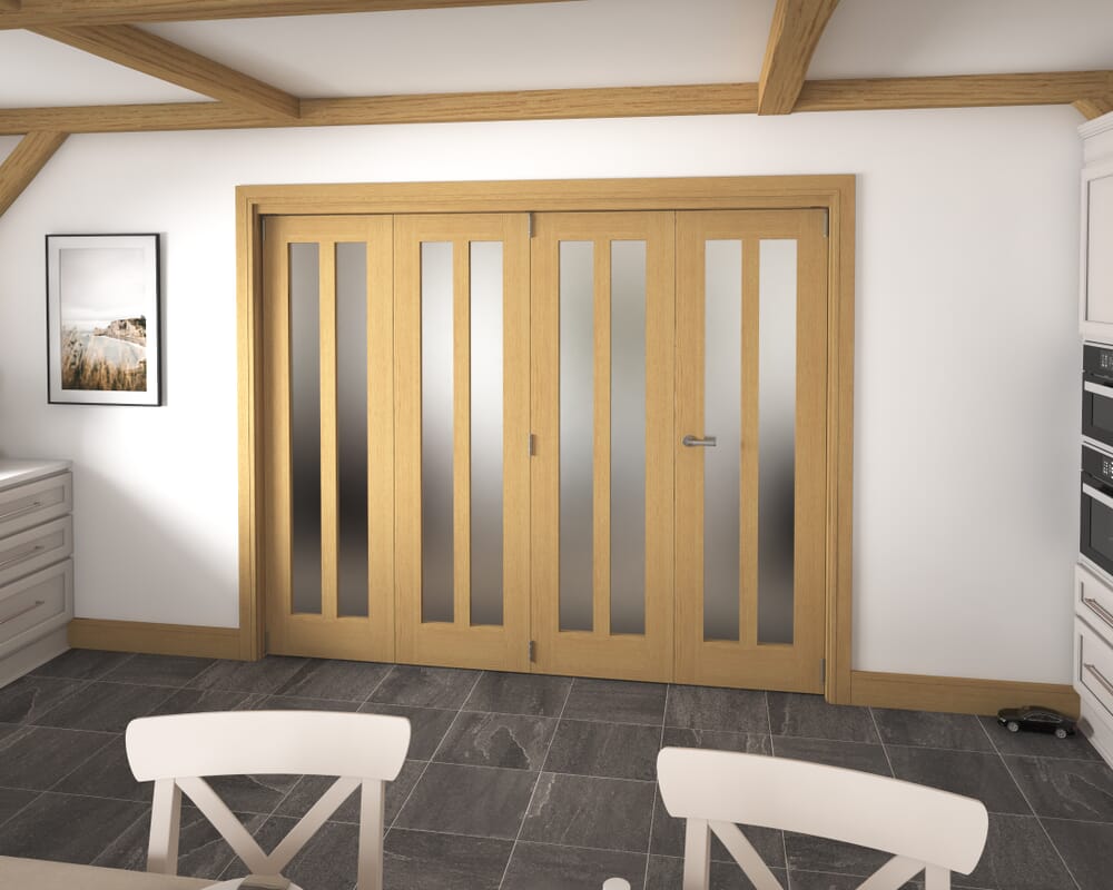 2528x2060x133mm Aston Oak Frosted Roomfold Grande (3+1)