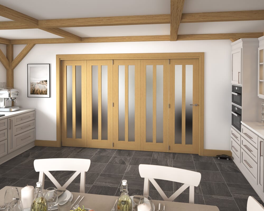3131x2060x133mm Aston Oak Frosted Roomfold Grande (5+0)