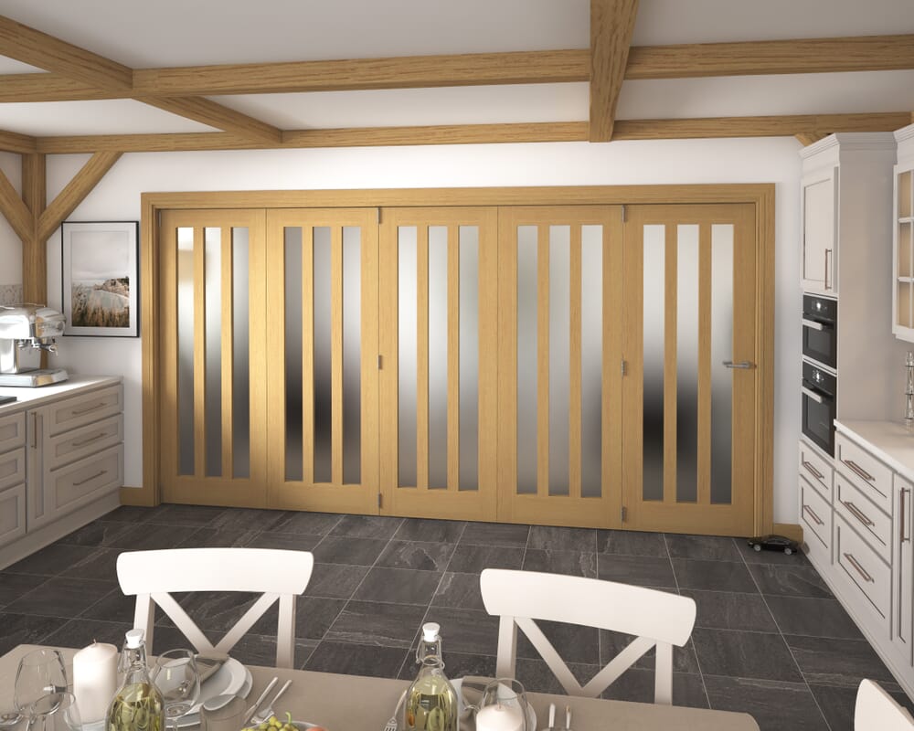 3891x2060x133mm Aston Oak Frosted Roomfold Grande (5+0)