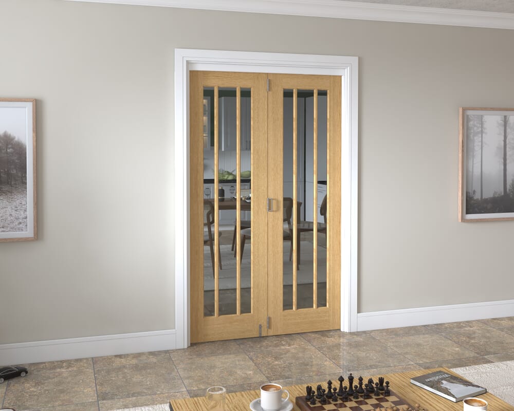 1295x2060x133mm Lincoln Clear Glazed Oak Roomfold Grande (2+0)