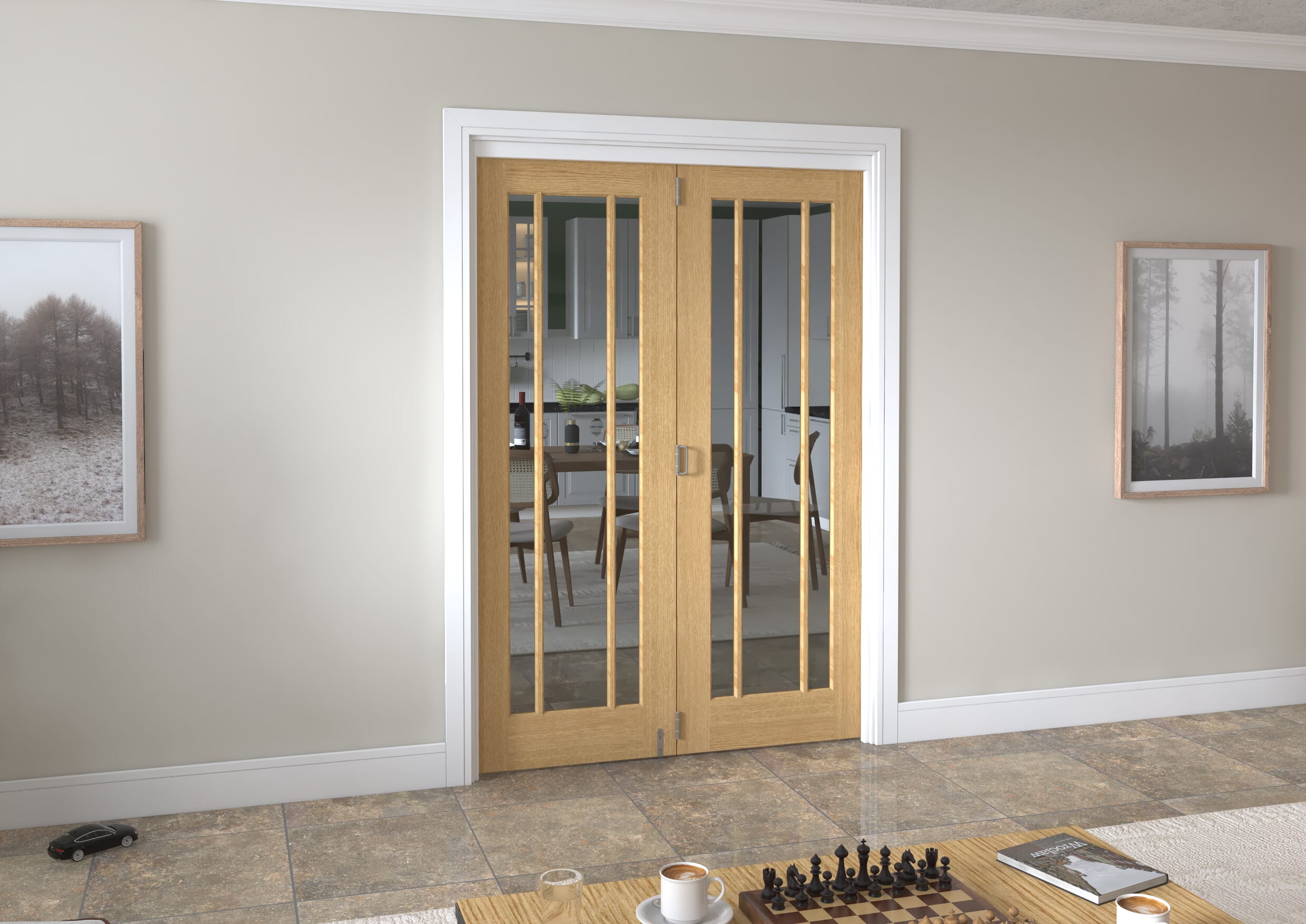 1447x2060x133mm Lincoln Clear Glazed Oak Roomfold Grande (2+0) Image