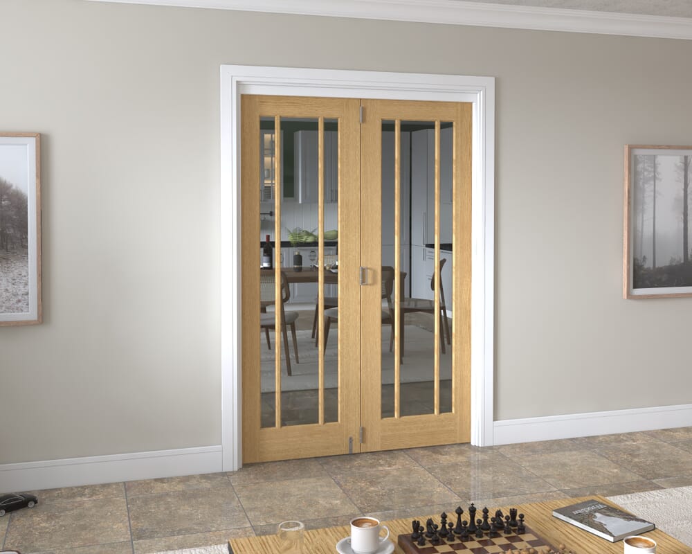 1447x2060x133mm Lincoln Clear Glazed Oak Roomfold Grande (2+0)