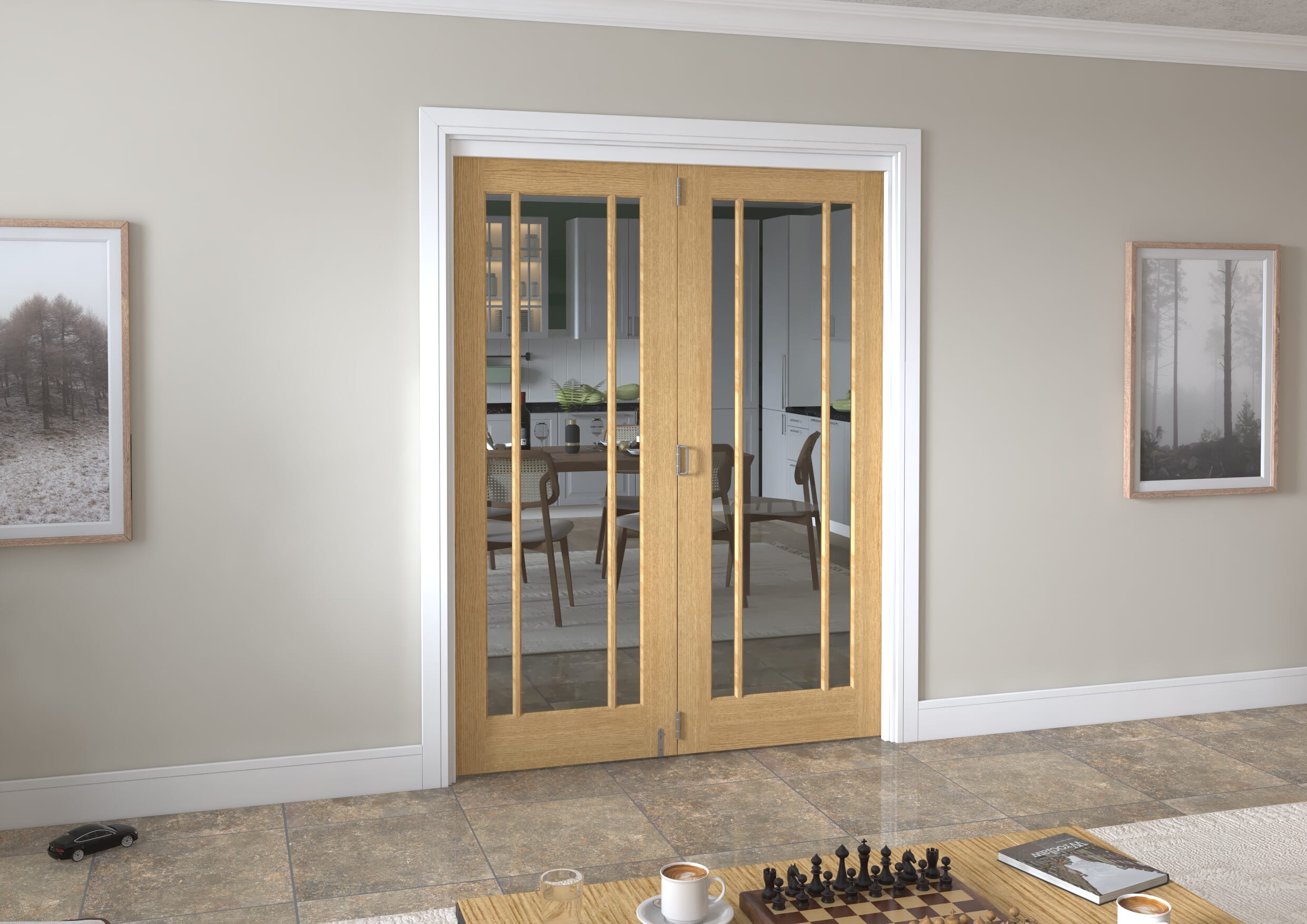1599x2060x133mm Lincoln Clear Glazed Oak Roomfold Grande (2+0) Image
