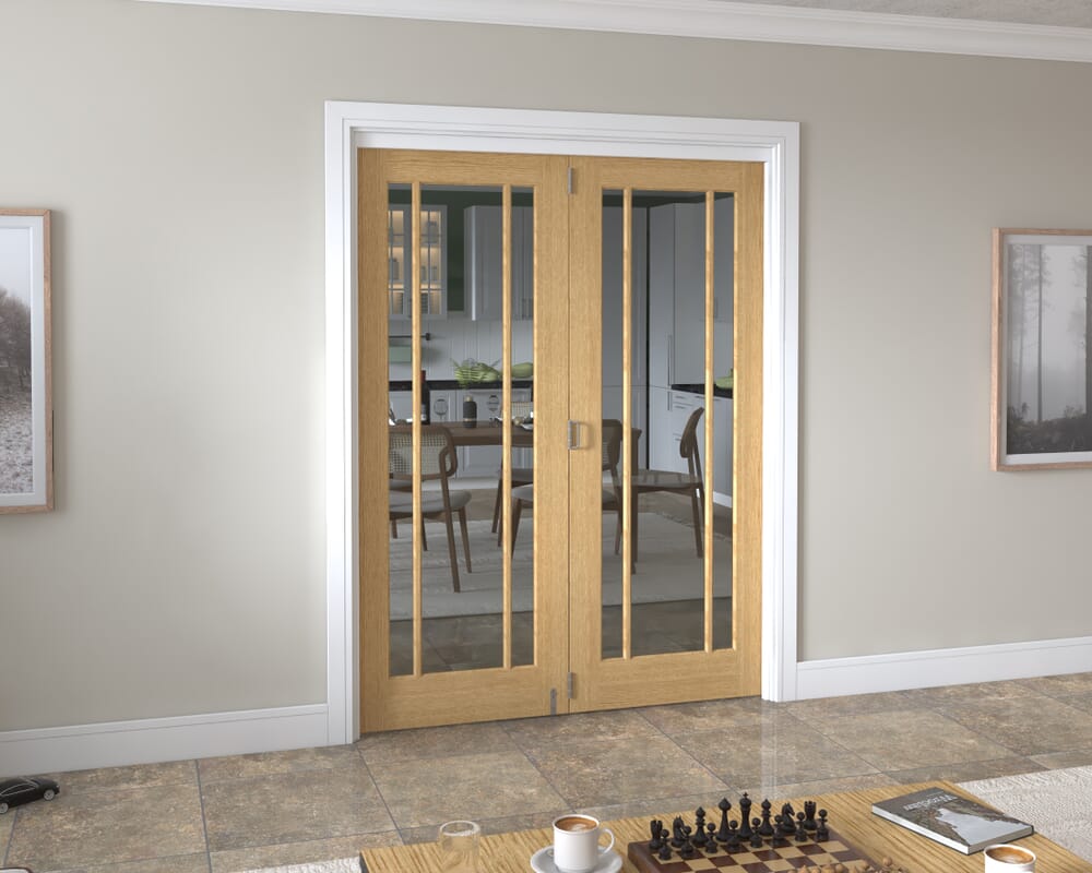 1599x2060x133mm Lincoln Clear Glazed Oak Roomfold Grande (2+0)