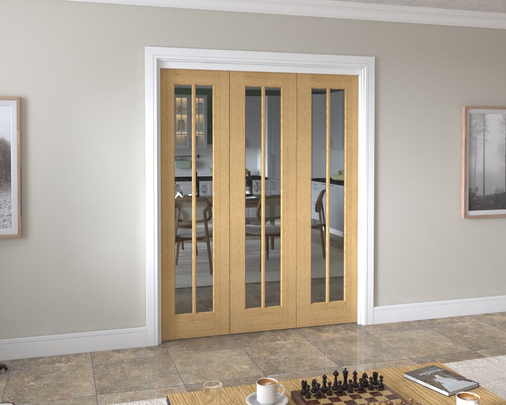 1684x2060x133mm Lincoln Clear Glazed Oak Roomfold Grande (2+1)