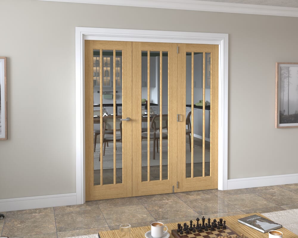 1915x2060x133mm Lincoln Clear Glazed Oak Roomfold Grande (2+1)