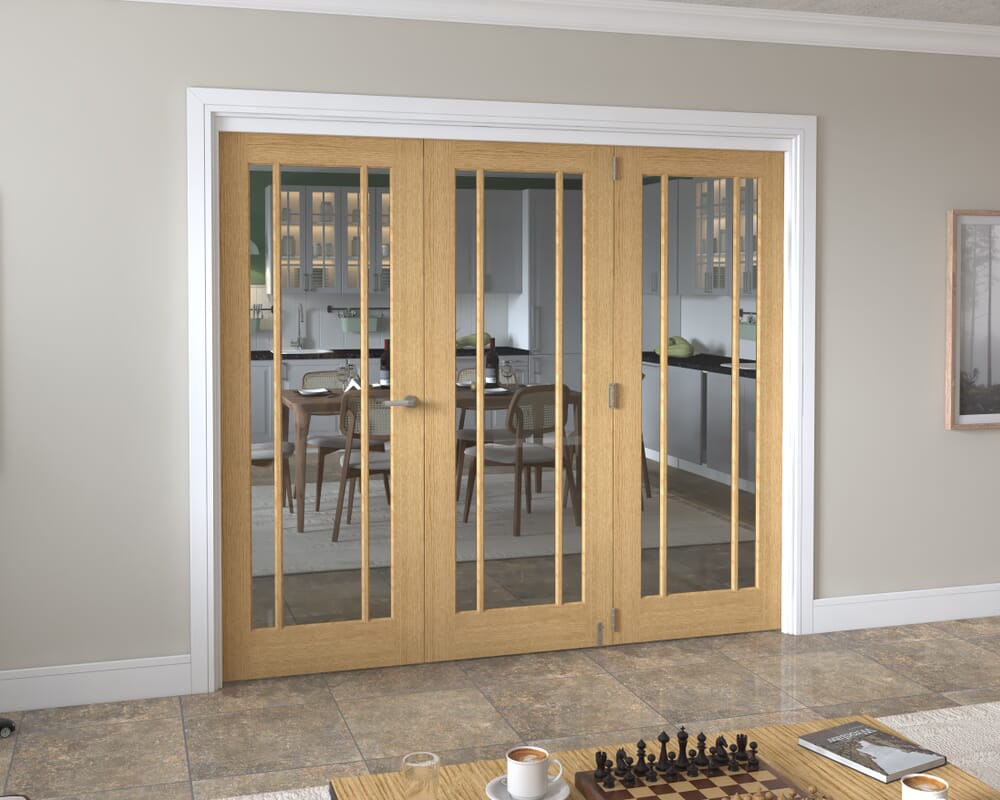 2371x2060x133mm Lincoln Clear Glazed Oak Roomfold Grande (2+1)