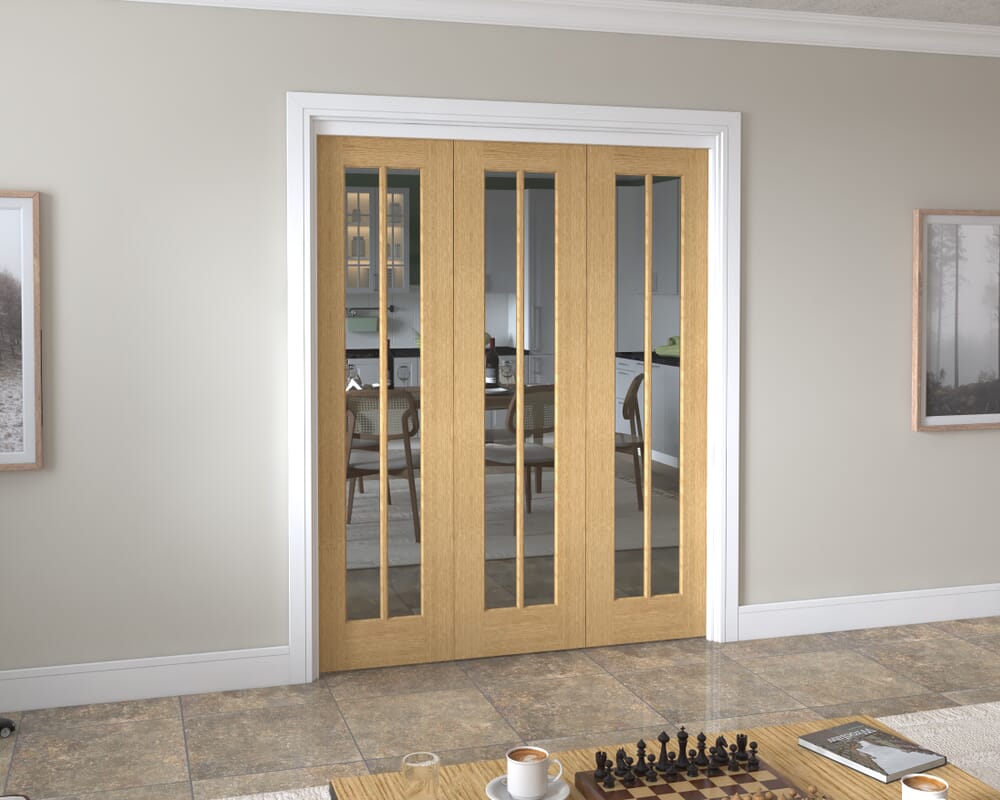 1674x2060x133mm Lincoln Clear Glazed Oak Roomfold Grande (3+0)