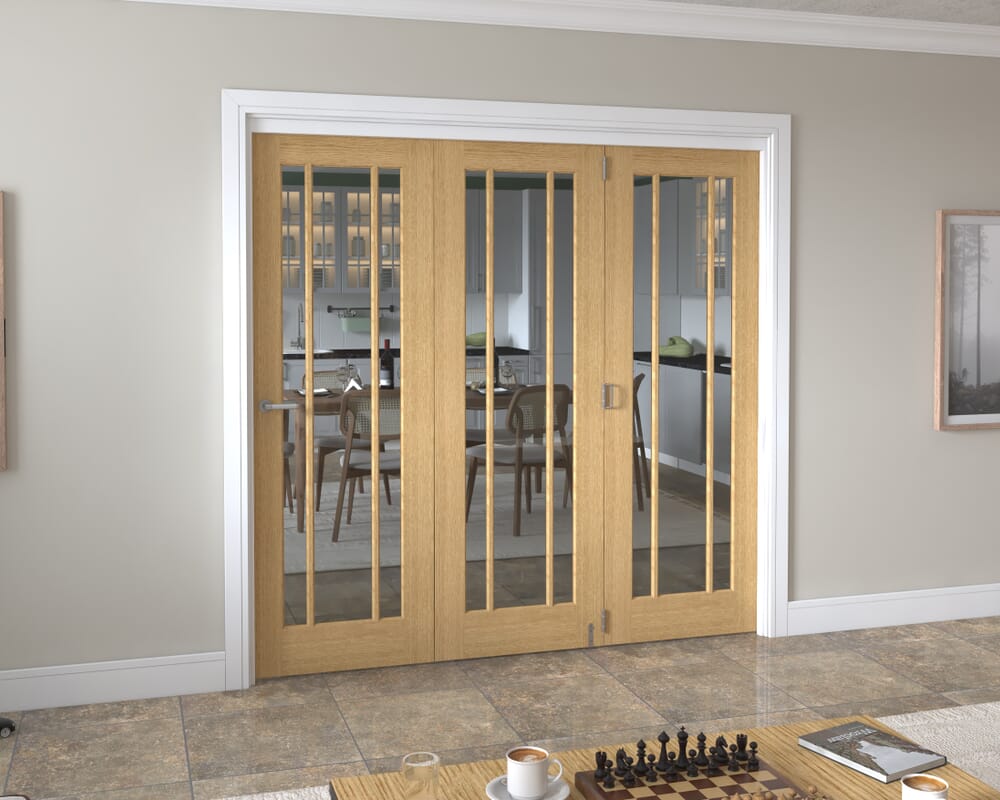 2133x2060x133mm Lincoln Clear Glazed Oak Roomfold Grande (3+0)
