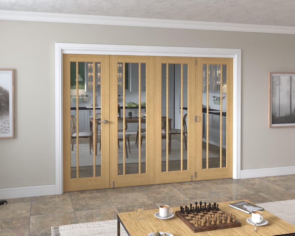 2832x2060x133mm Lincoln Clear Glazed Oak Roomfold Grande (3+1)