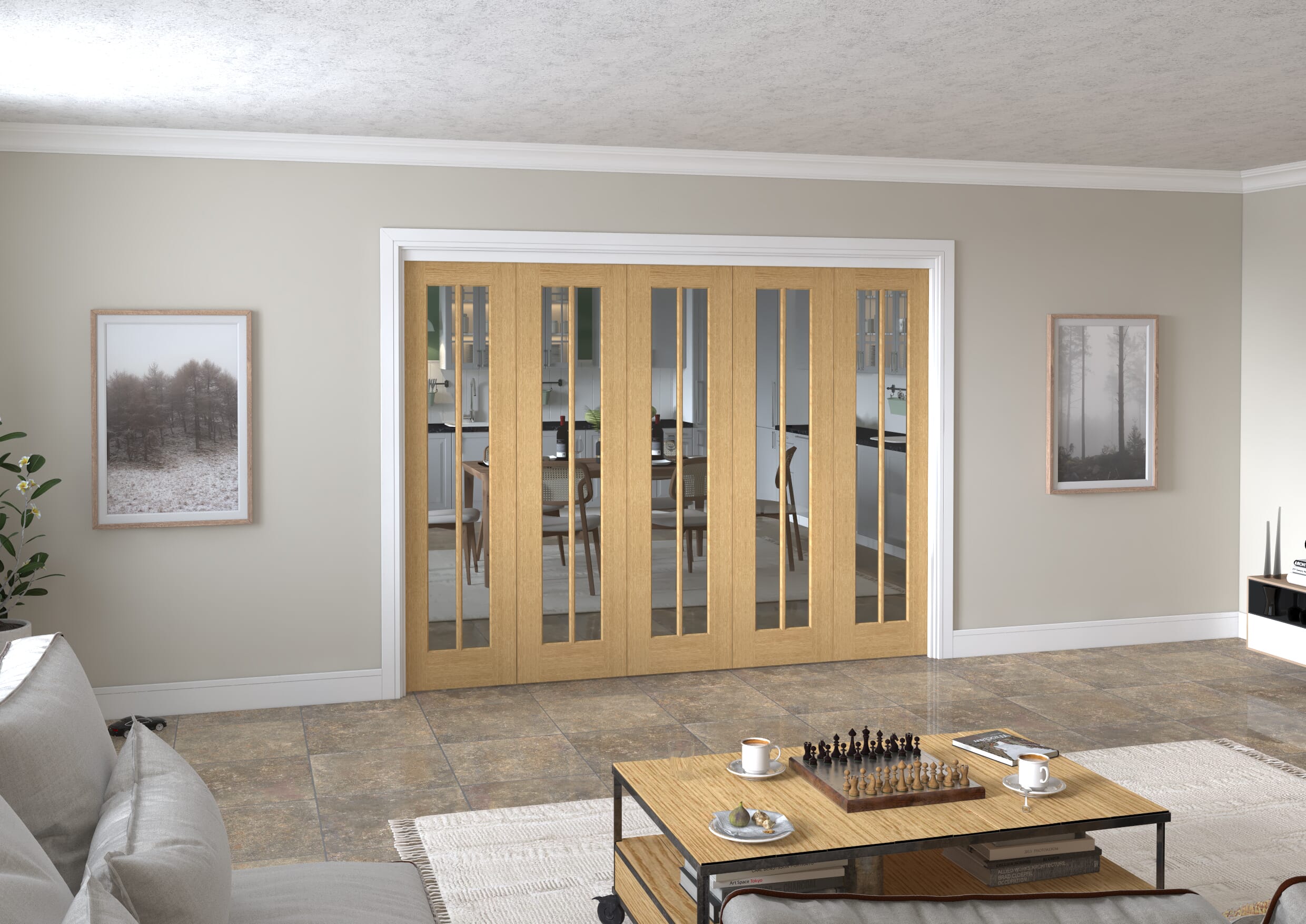2746x2060x133mm Lincoln Clear Glazed Oak Roomfold Grande (5+0) Image