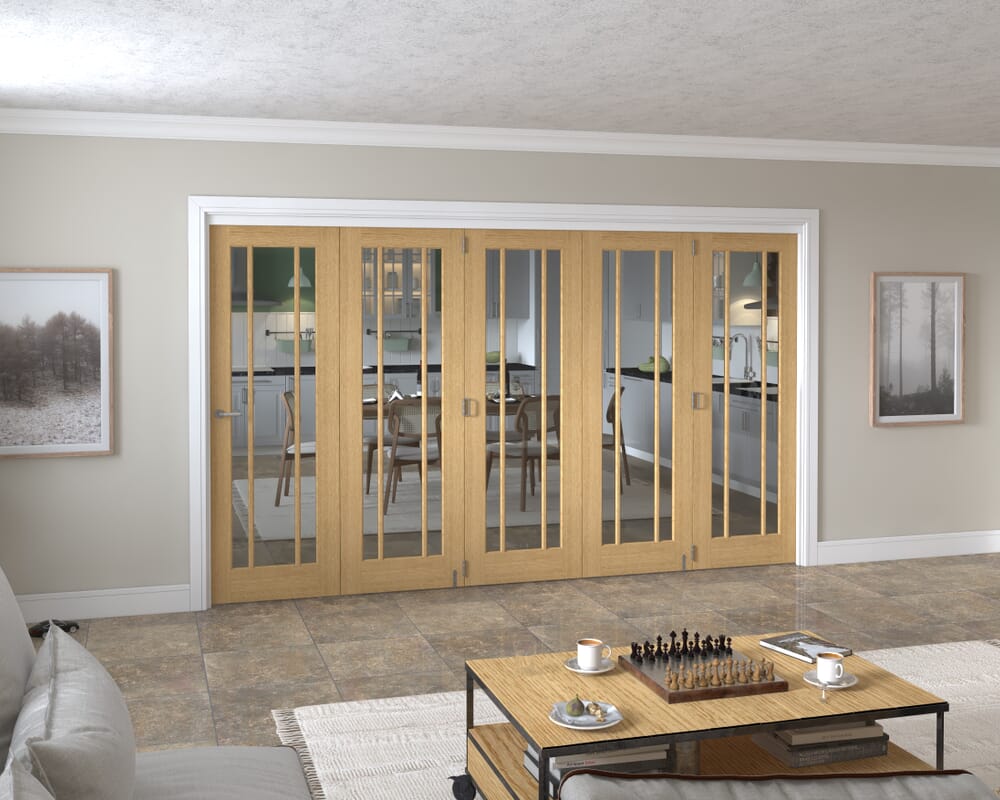 3511x2060x133mm Lincoln Clear Glazed Oak Roomfold Grande (5+0)