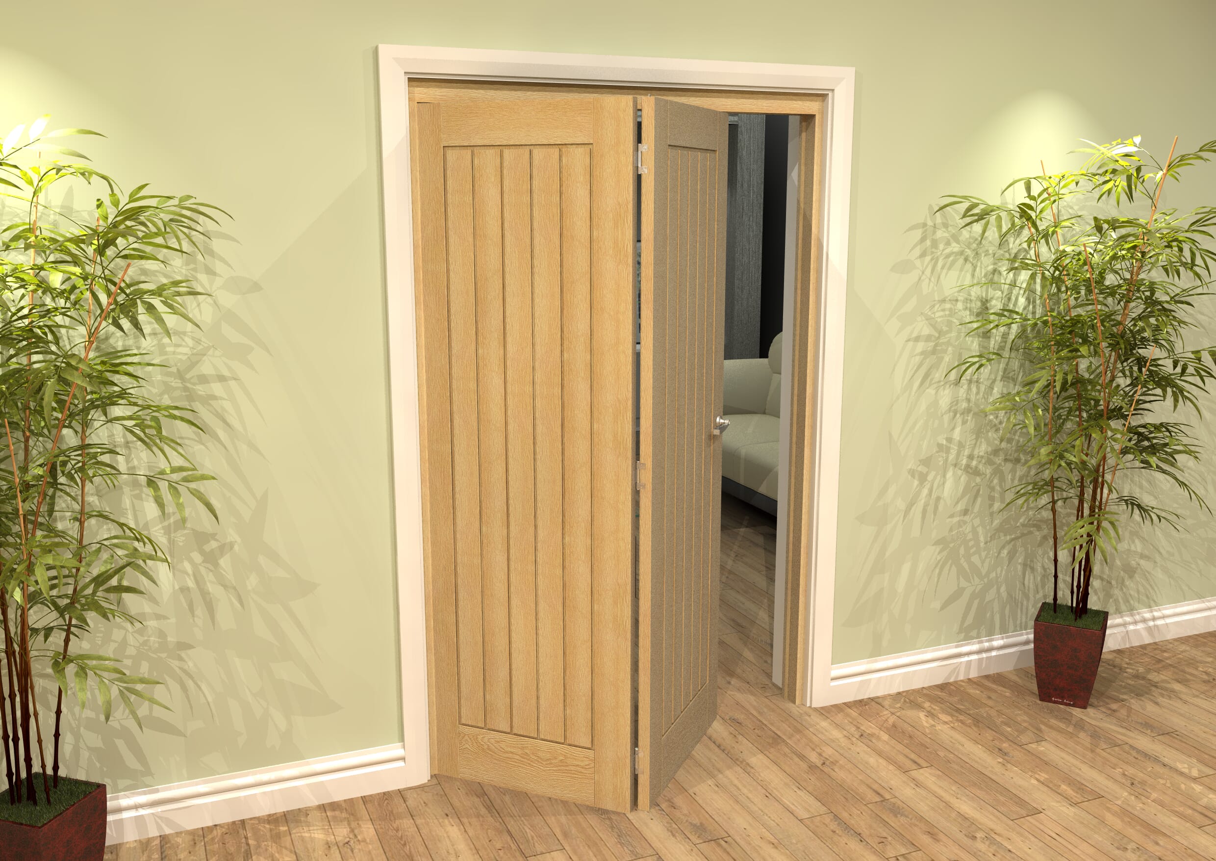 Mexicano Oak 2 Door Roomfold Grande (2 + 0 x 610mm Doors)