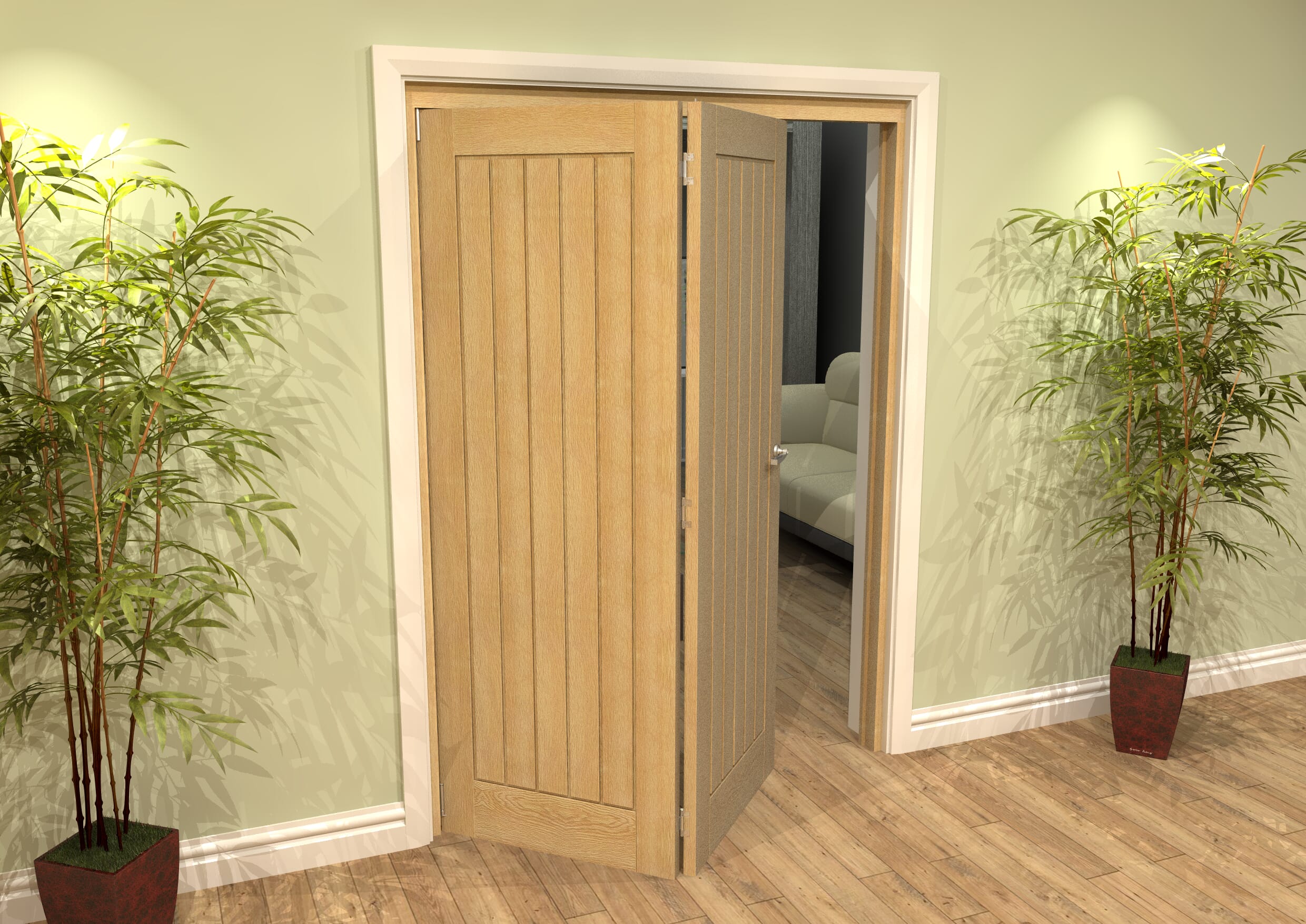 Mexicano Oak 2 Door Roomfold Grande (2 + 0 x 686mm Doors)