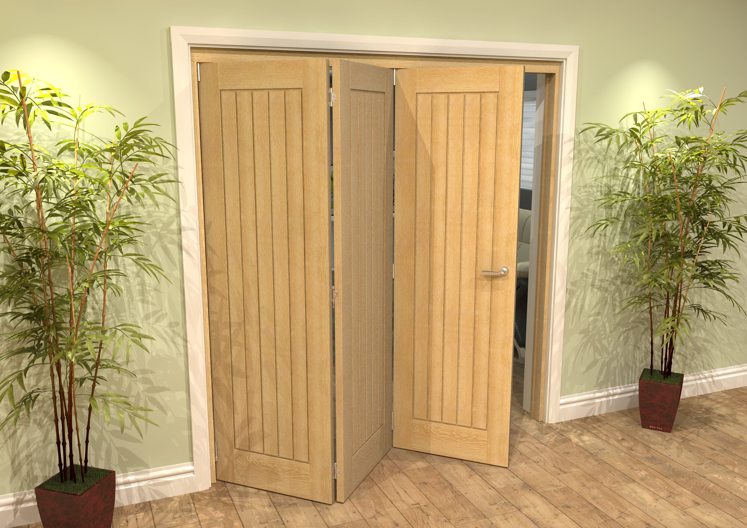 Mexicano Oak 3 Door Roomfold Grande (3 + 0 x 610mm Doors)