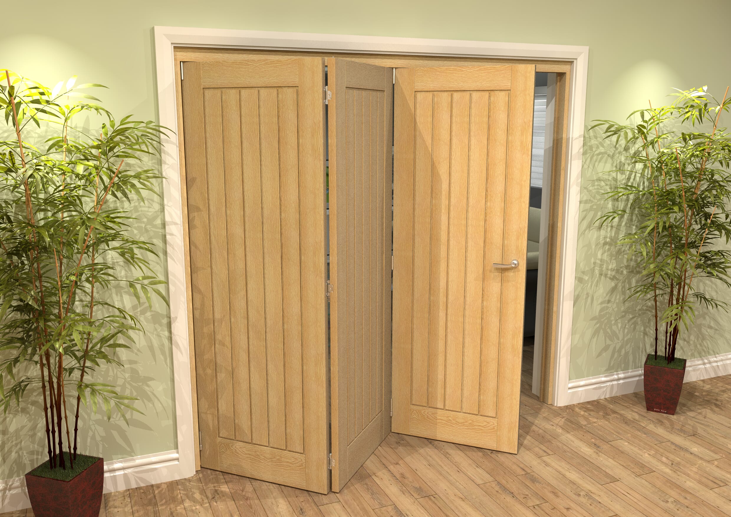 Mexicano Oak 3 Door Roomfold Grande (3 + 0 x 686mm Doors)