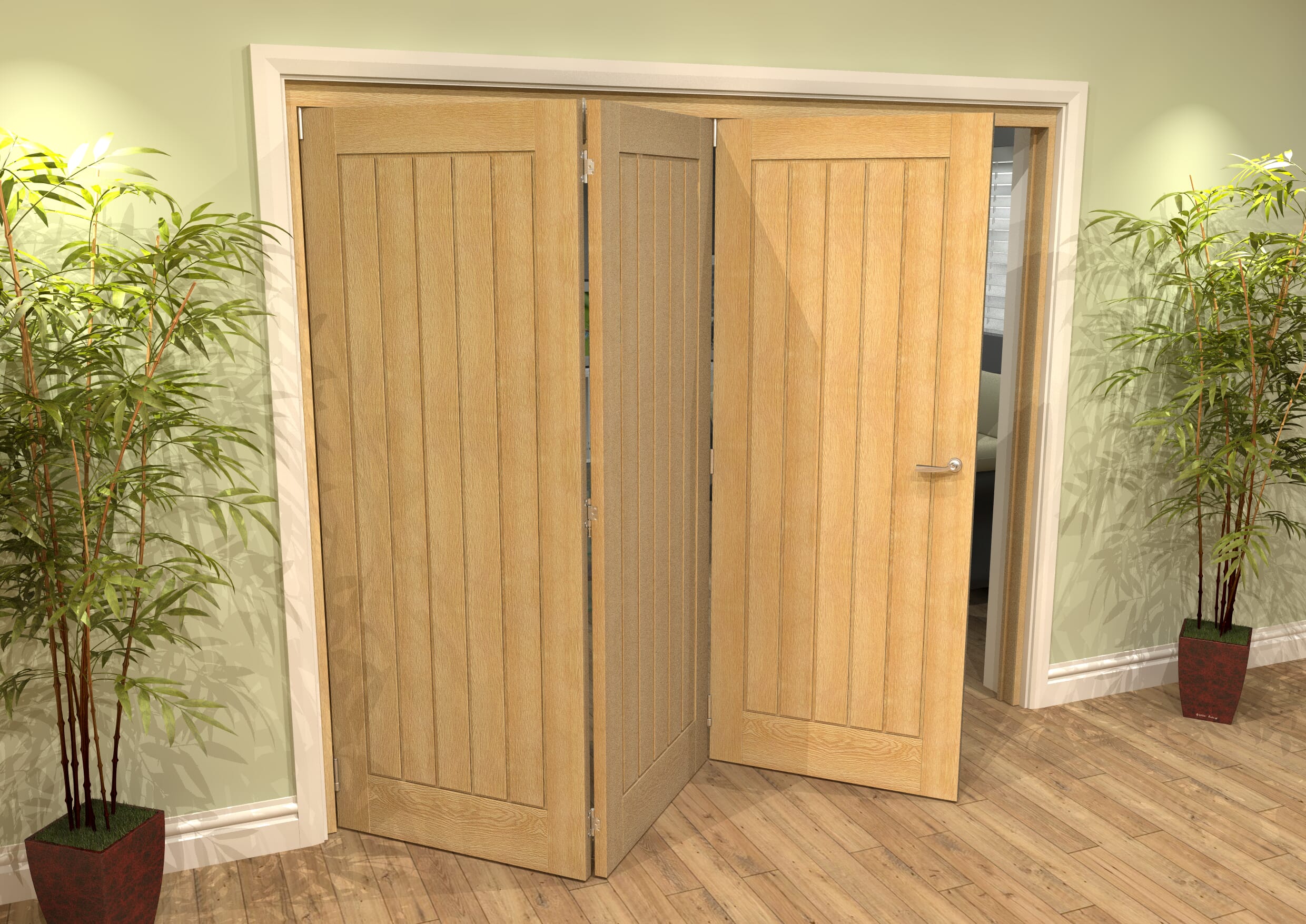 Mexicano Oak 3 Door Roomfold Grande (3 + 0 x 762mm Doors)