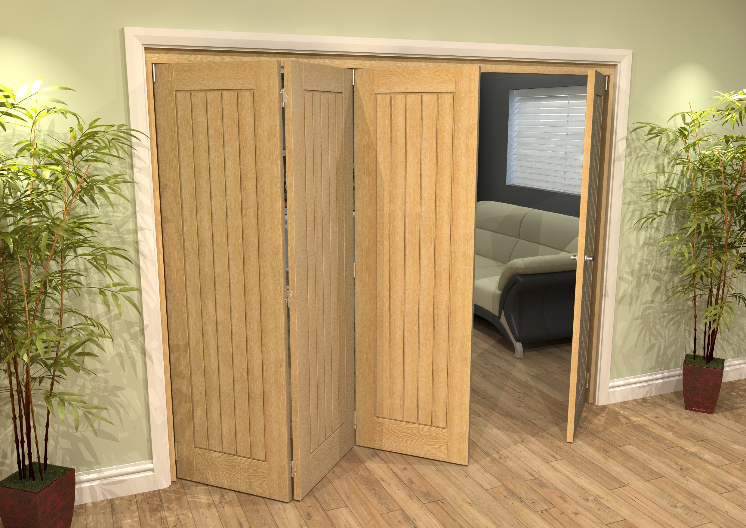 Mexicano Oak 4 Door Roomfold Grande (3 + 1 x 610mm Doors)