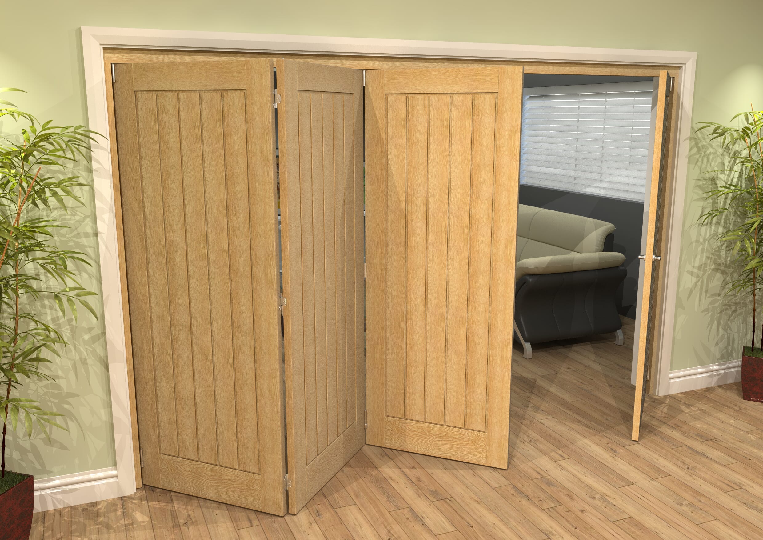 Mexicano Oak 4 Door Roomfold Grande (3 + 1 x 762mm Doors)