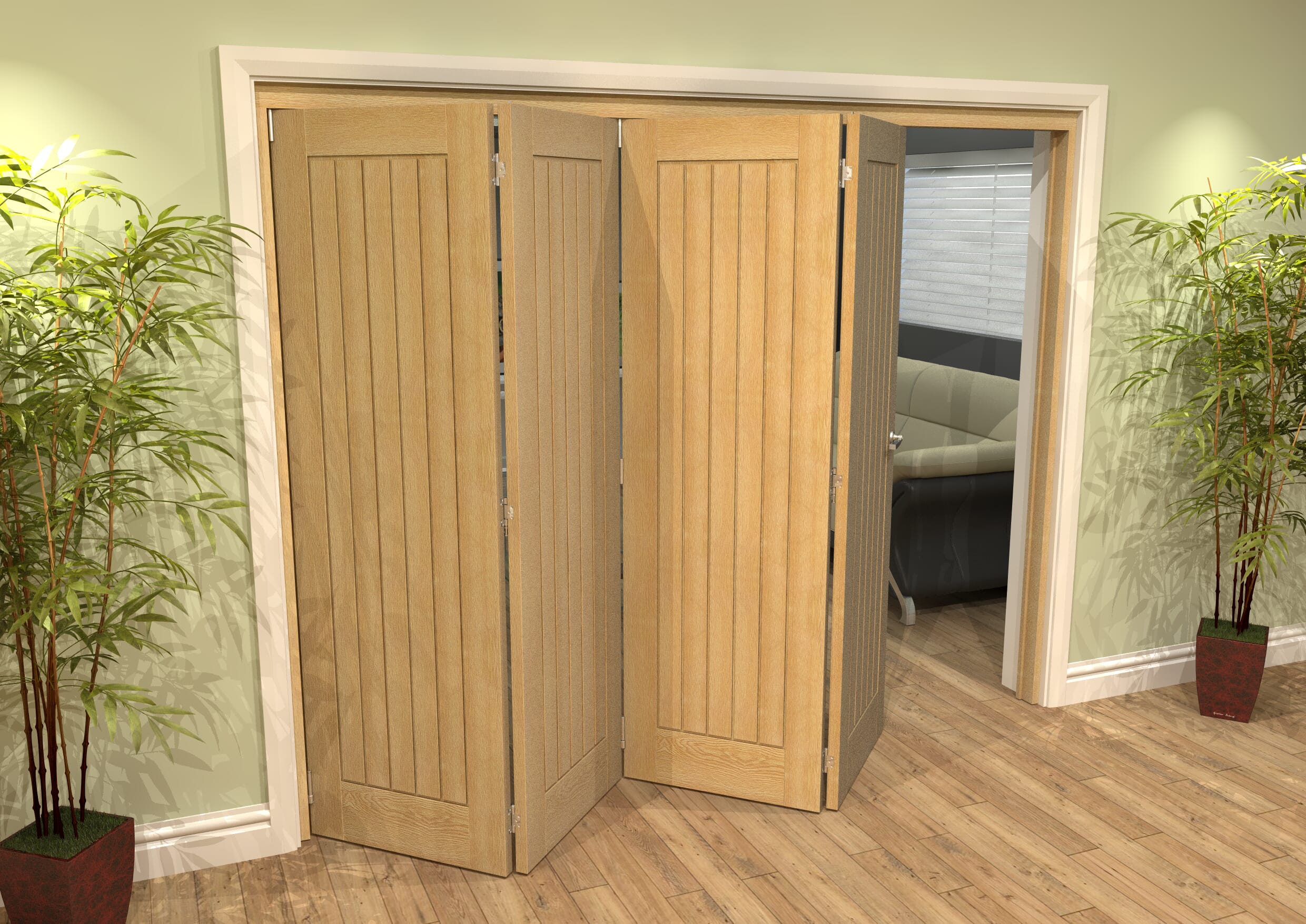 Mexicano Oak 4 Door Roomfold Grande (4 + 0 x 610mm Doors)