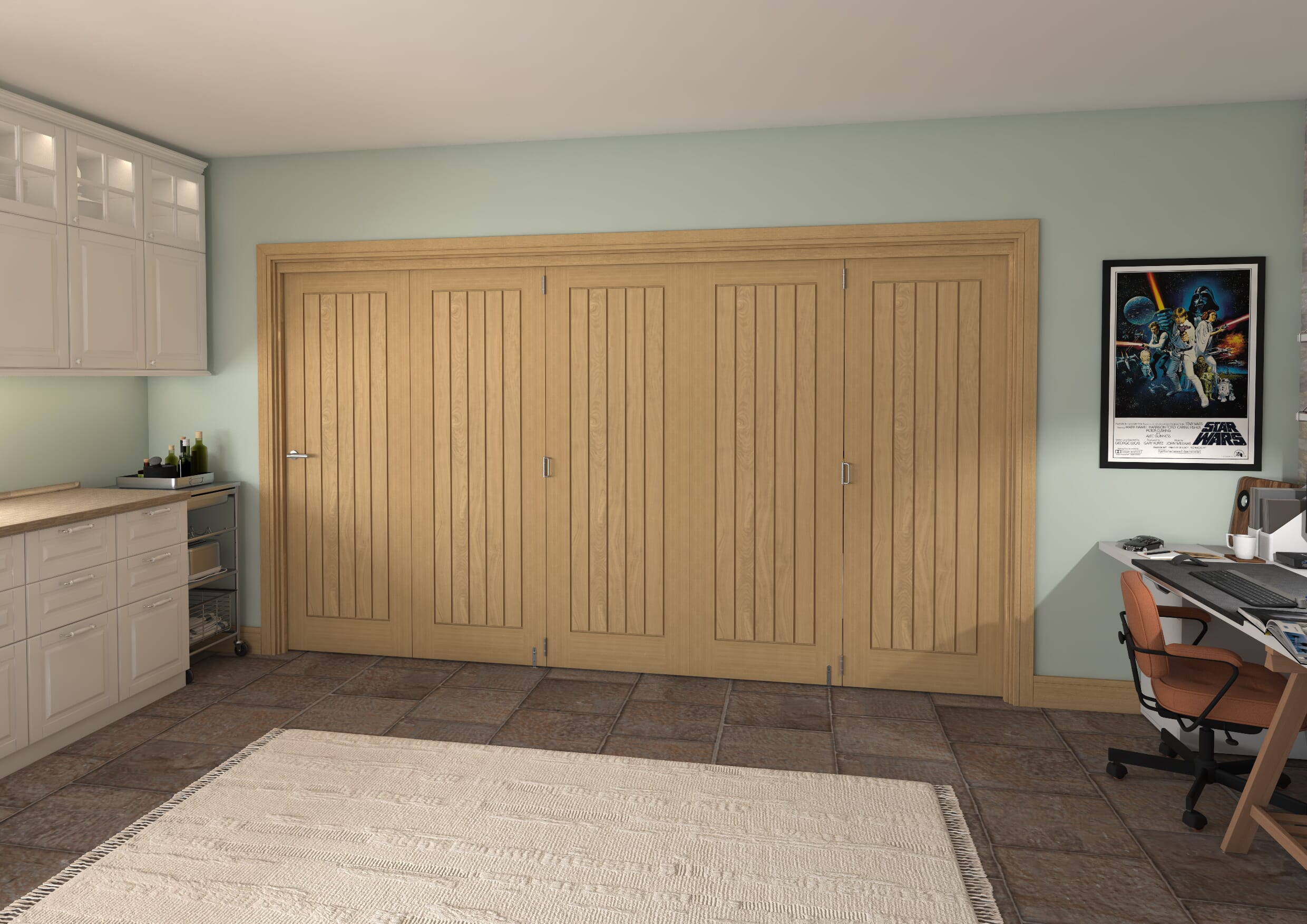 Mexicano Oak 5 Door Roomfold Grande (5 + 0 x 711mm Doors)