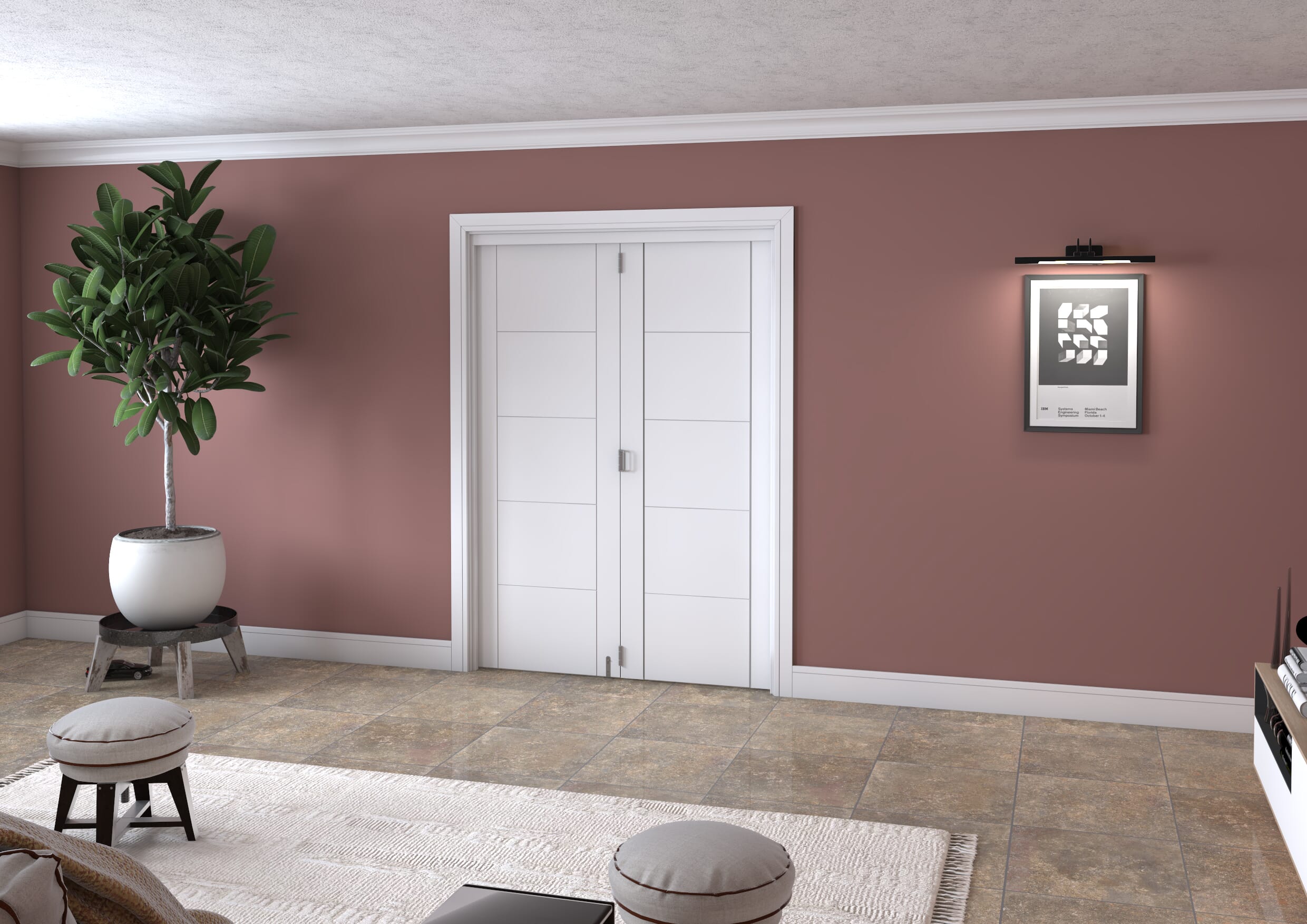 White Iseo 2 Door Roomfold Grande (2 + 0 x 711mm Doors)