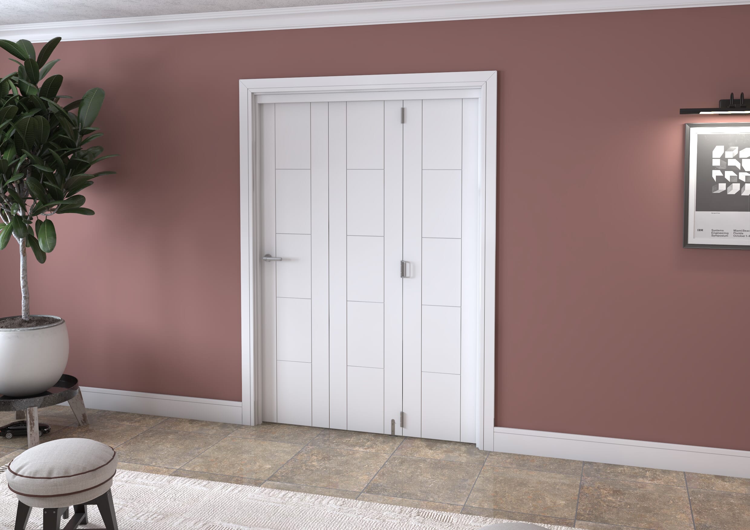 White Iseo 3 Door Roomfold Grande (3 + 0 x 457mm Doors)