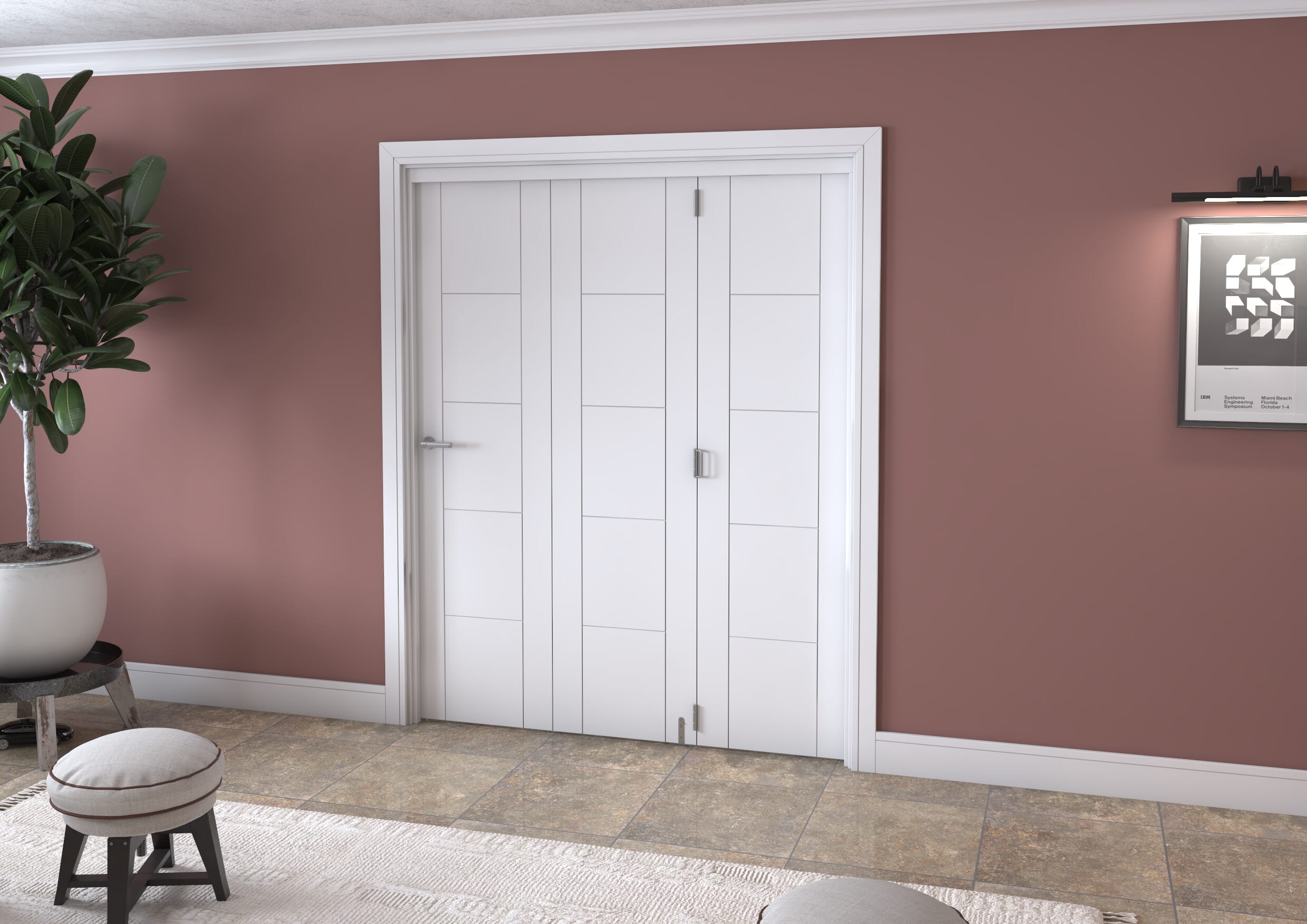 White Iseo 3 Door Roomfold Grande (3 + 0 x 533mm Doors)