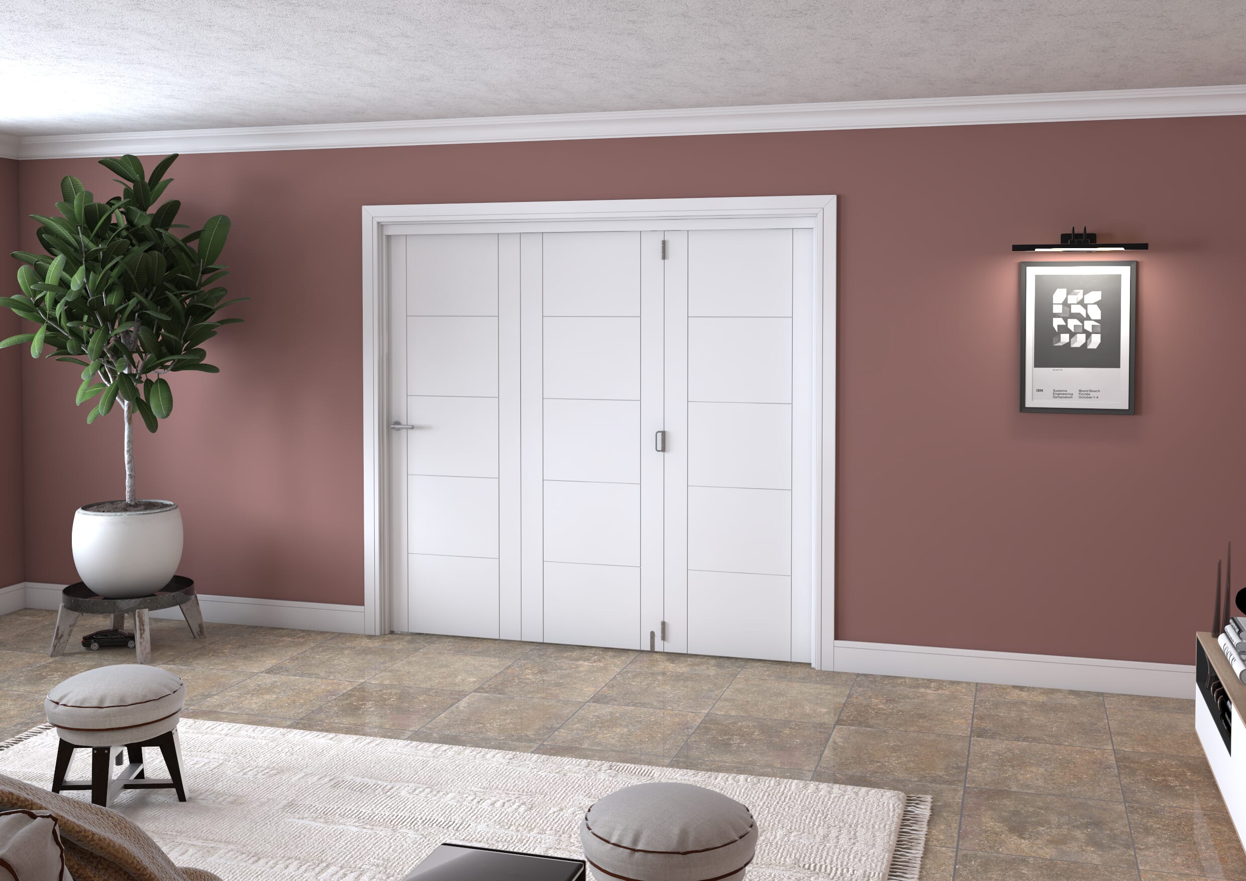 White Iseo 3 Door Roomfold Grande (3 + 0 x 711mm Doors)