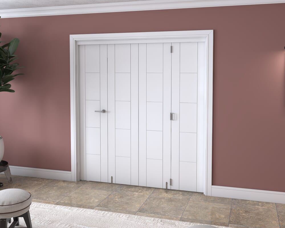 White Iseo 4 Door Roomfold Grande (3 + 1 x 457mm Doors)